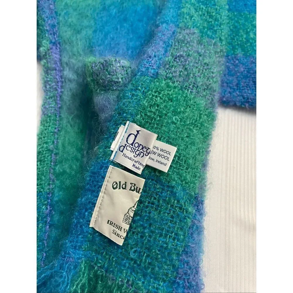 Old Bushmills Donegal Design Ireland Mohair Wool Cape Shawl Shrug One Size Fits